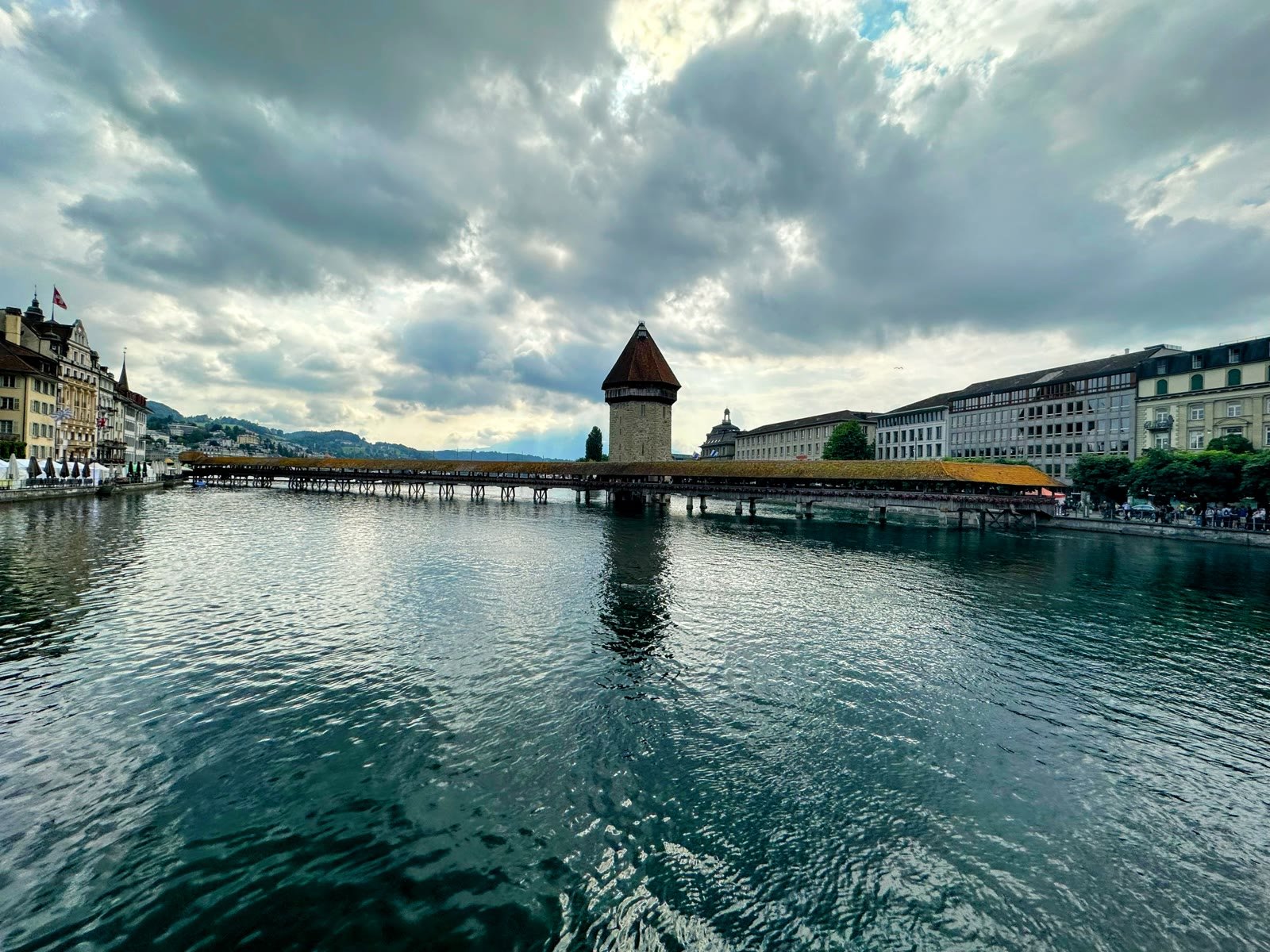 Chapel Bridge and Water Tower over the Reuss River in Lucerne