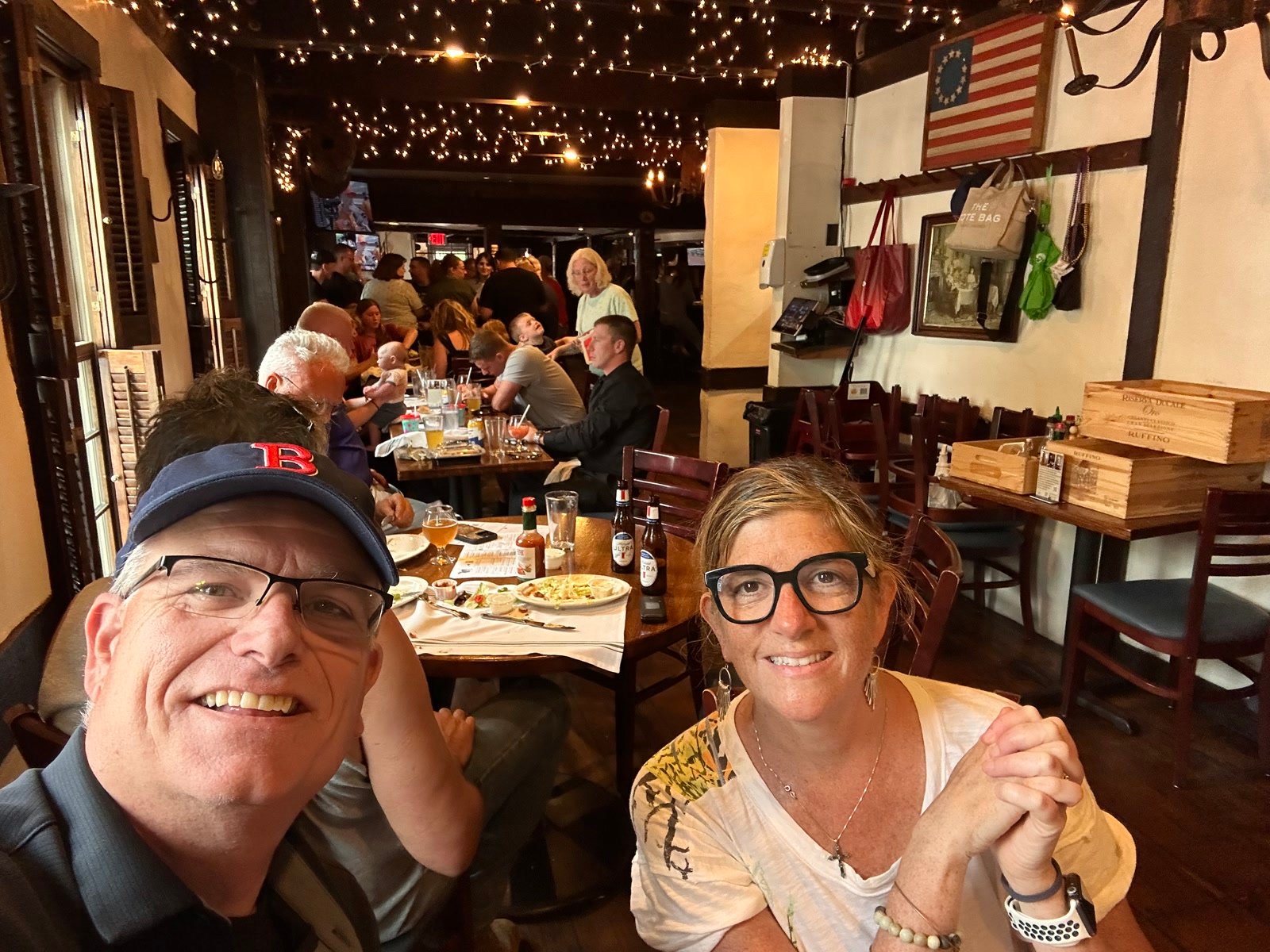 Dinner selfie in a Boston restaurant
