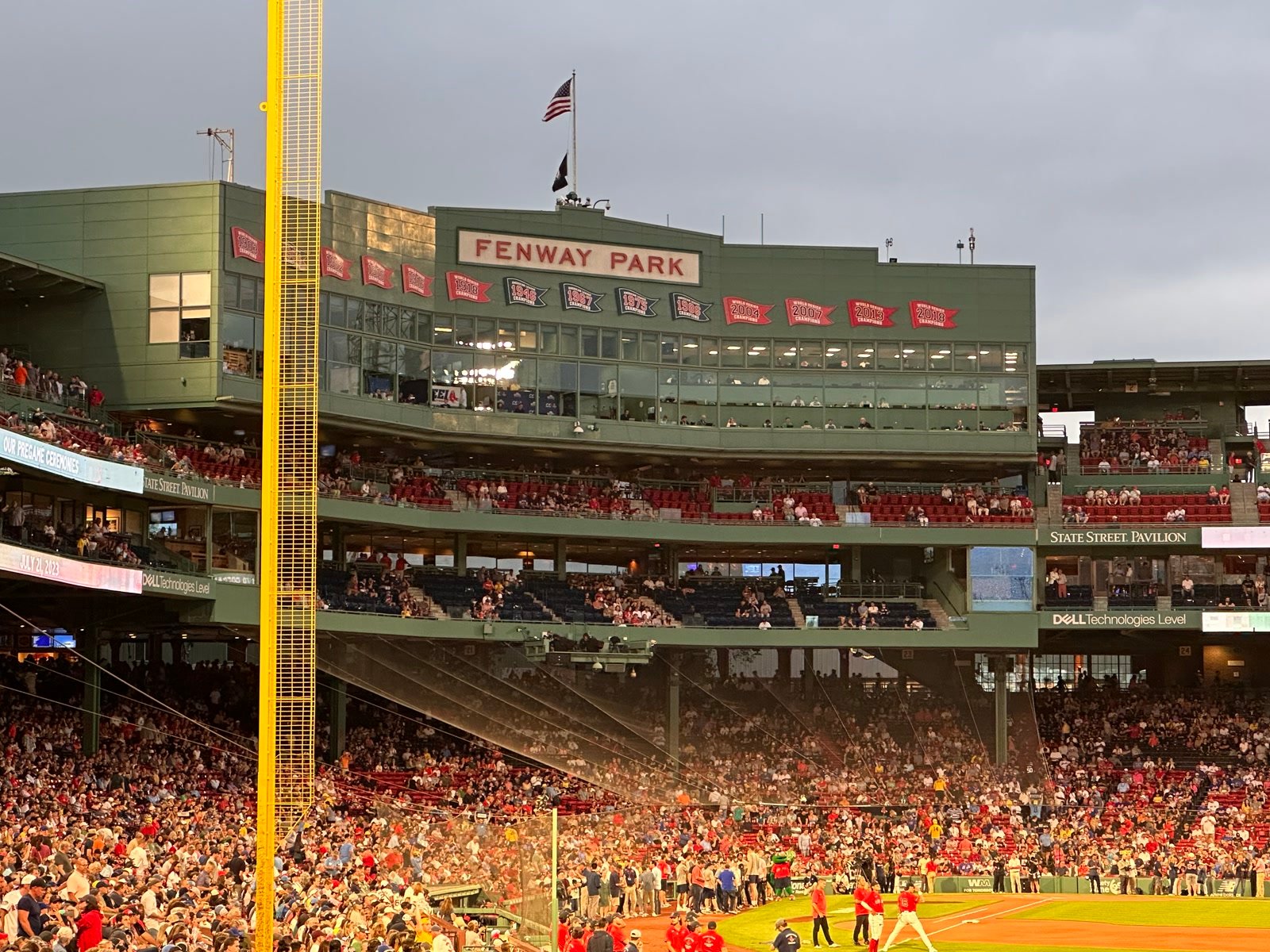 Fenway Park grandstand and championship banners, July 21, 2023