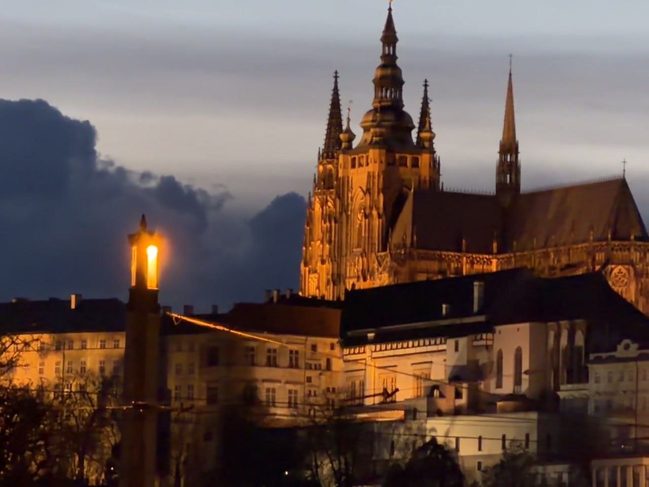 St. Vitus Cathedral at night in Prague