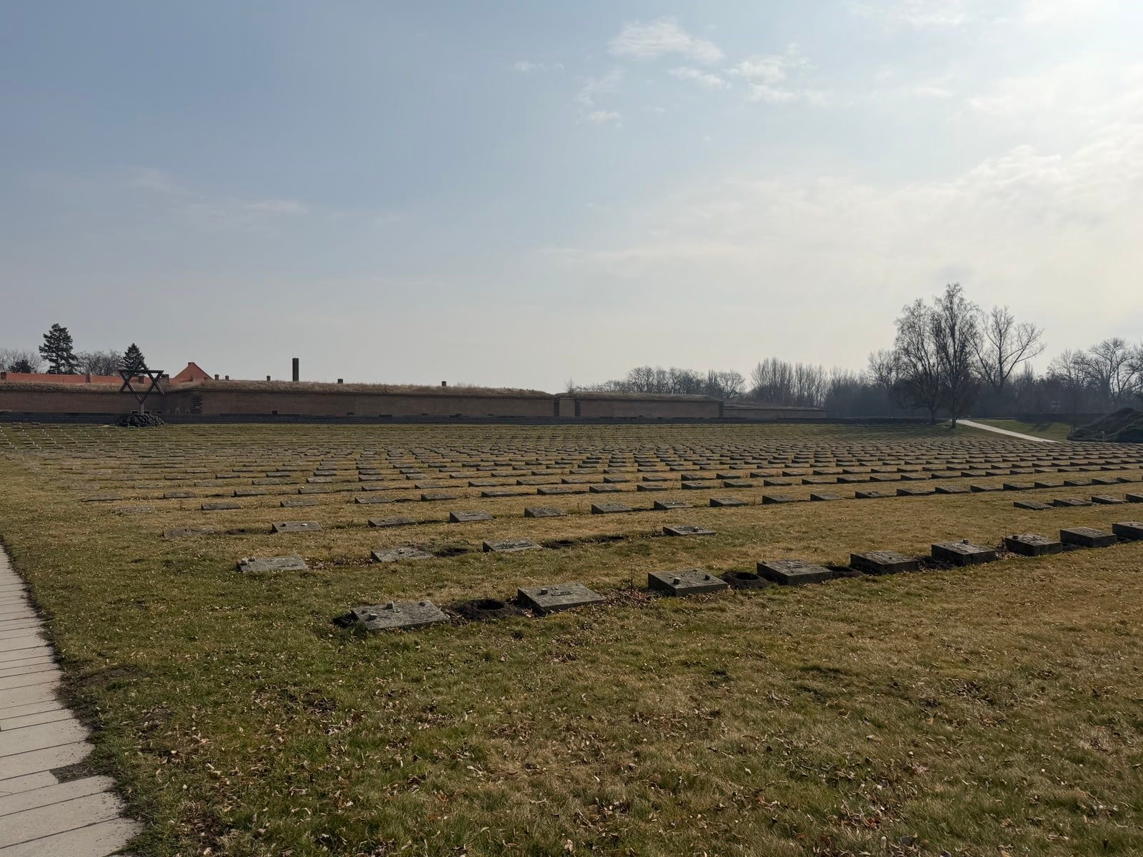 Jewish cemetery at Terezín Memorial with Star of David
